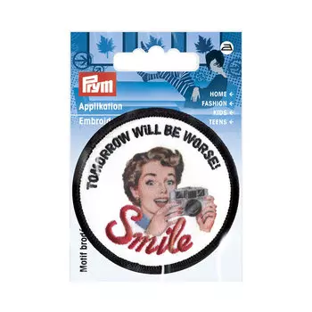 926079 Термоаппликация Ретро SMILE бел/чёр/кр Prym