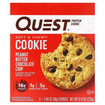 Quest Nutrition, Protein Cookie, арахисовая паста, 4 пакетика по 58 г (2,04 унции)