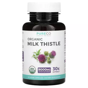 Pure Co., Natural Herbs, органический расторопша, 60 веганских капсул