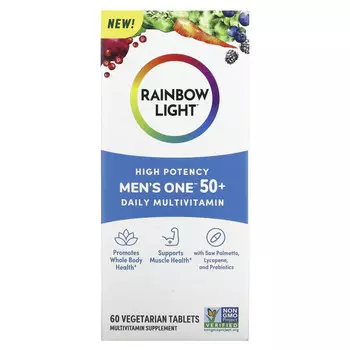 Rainbow Light, Men One 50+ Daily, мультивитамины, высокая эффективность, 60 вегетарианских таблеток