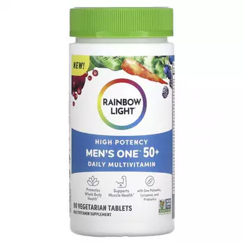 Rainbow Light, Men's One 50+ Daily, мультивитамины, высокая эффективность, 90 вегетарианских таблеток