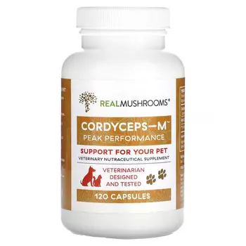Real Mushrooms, Cordyceps-M, поддержка для вашего питомца, 120 капсул