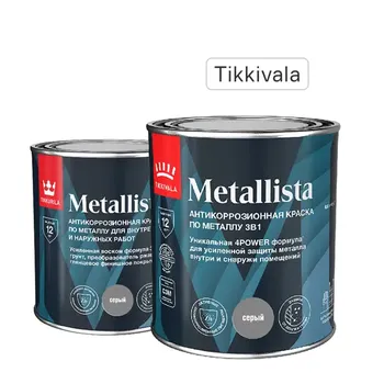 Грунт-эмаль по ржавчине 3 в 1 Tikkurila Metallista гладкая цвет серый 0.8 л
