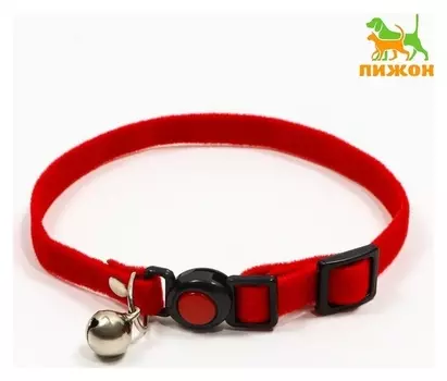 Ошейник кошачий мягкий с бубенчиком, 30 х 1 см, текстиль, красный