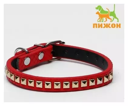 Ошейник рифленый "Грани", 33 х 1,2 см, красный