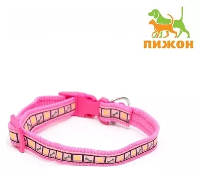 Ошейник "Сердечки" с бубенчиком, ширина 1,5 см, ОШ 32, розовый