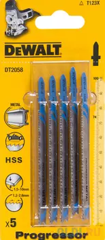 Пилки для лобзика DeWALT DT2058-QZ по металлу HSS T 123 X Progressor, 5шт.