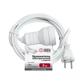 удлинитель DORI ПВС 10А 3м 1 гнездо 2х0,75мм IP44 белый