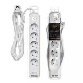 удлинитель DUWI Supraline GOLD 3м 3х1,5мм кв 5 гнезд с выключателем с/з 16А 2USB белый