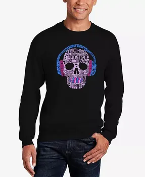 Мужская толстовка с круглым вырезом в стиле Word Art of Edm Music LA Pop Art, черный