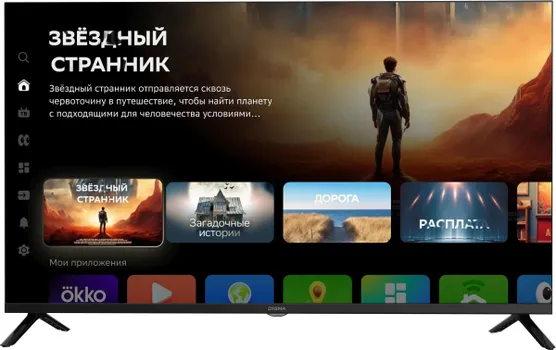 Телевизор 40" Digma DM-LED40SBB36, 1920x1080, DVB-T /T2 /C, HDMIx3, USBx2, WiFi, Smart TV, черный (DM-LED40SBB36)