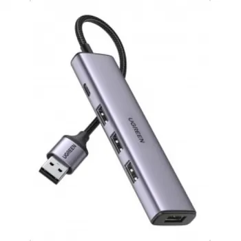 Хаб UGREEN USB концентратор (хаб) USB 3.0 to 4хUSB 3.0 Hub, цвет серый космос (20805)