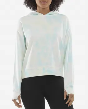 Толстовка с капюшоном Mottled Tie Dye цвета Crystal Turquoise Danskin