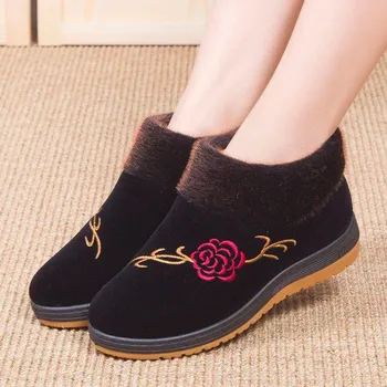Fashion Round Toe Warm Women Boots Winter Velvet Thickening Middle-aged and Elderly Ankle Boots Leisure Warm Non-slip Snow Boots 5 красный