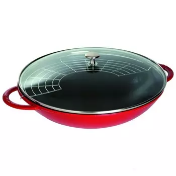 Вок со стеклянной крышкой 5,7 л Staub вишнёвый