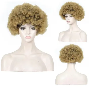 LISI HAIR Афро женский короткий курчавый пышный парик из синтетического термостойкого волокна, черный, светло-русый, цветной парик для женщин