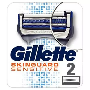 Gillette (Жиллетт) кассеты сменные для безопасных бритв Skinguard Sensitive, 2 шт.