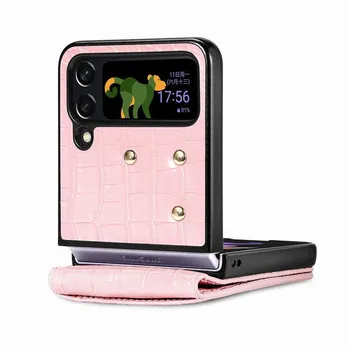 Кожаный чехол для полной защиты тела для Samsung Galaxy Z Flip4 5g Flip 4 Zflip4 противоударный деловой чехол for Samsung Z Flip 4 чёрный