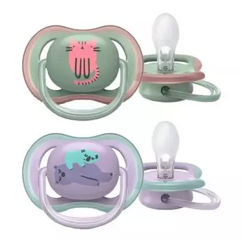 Cоска-пустышка силиконовая ортодонтическая с футляром 6-18 мес. Ultra Air Philips Avent 2шт (SCF085/18)