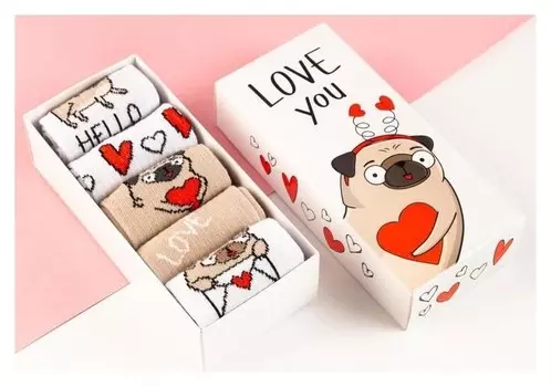Набор женских носков Kaftan "love You" 5 пар, р. 36-39 (23-25 см)