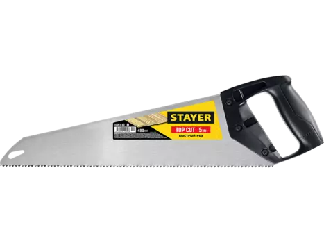 Ножовка по дереву STAYER TopCut, шаг зубьев 5 мм, длина полотна 450 мм (15061-45)