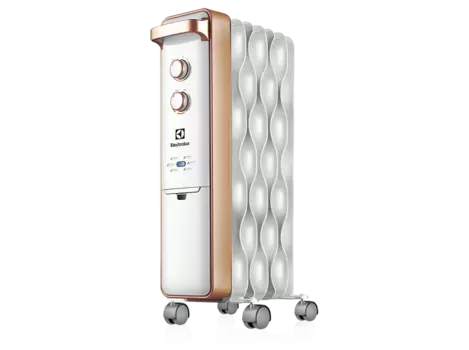 Обогреватель масляный Electrolux Wave, 1.5 кВт, до 20 м, секций: 7, термостат, регулировка температуры, механическое управление, напольный, белый/золотистый (EOH/M-9157)