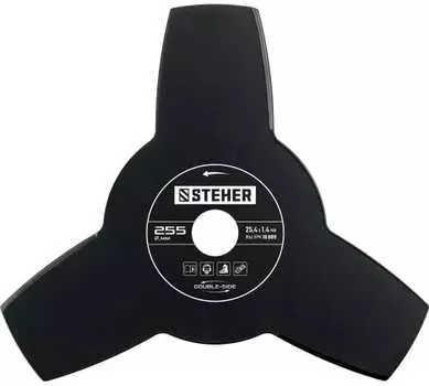 Нож для триммера STEHER TB-3, 255ммx25.4мм, металлический для SEH-38-1300; SEB-42-1700; BT-1300; BT-2500; BT-2500-S. (75130)
