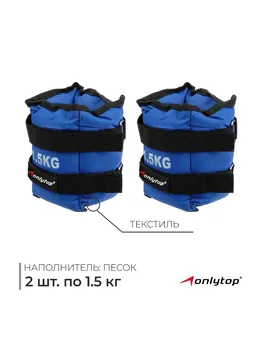 Утяжелители onlytop, 2 шт. х 1,5 кг, цвет синий