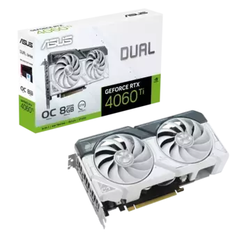 Видеокарта ASUS GeForce DUAL RTX 4060 Ti O8G WHITE (90YV0J42-M0NA00)