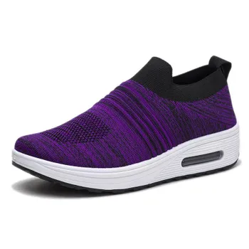 Обувь Сетка Высококачественные женские кроссовки Slip on Round Toe Женские кроссовки Кроссовки Кроссовки Женские Дышащие Mujer Shoes 35