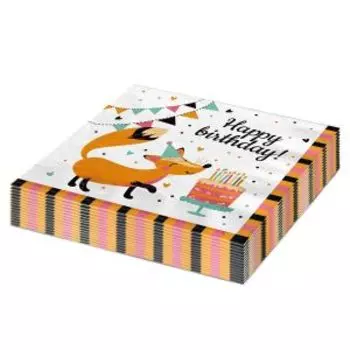 Салфетки бумажные Friendly Birthday Лисенок, 16 шт, 2 слоя, 16.5 см