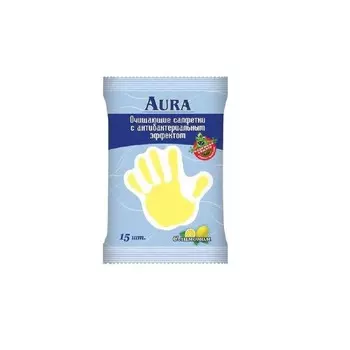 Салфетки влажные AURA антибактериальные,лимон
