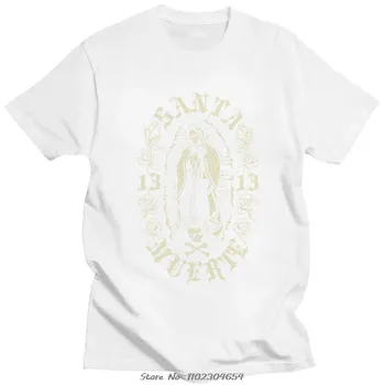 Готические футболки Santa Muerte 13, унисекс, хлопковая футболка Lady of Holy Death, мексиканская футболка с черепом, уличная футболка с короткими рукавами в стиле хип-хоп L