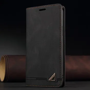 Кожаный чехол-книжка с магнитной застежкой-бумажником для OPPO Realme 8i 8Pro C25 C25S C25Y C21 C21Y C20 C15 C11 GT Find X3 Lite Reno 5 Lite A16 A74 Realme C21Y чёрный