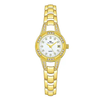 BEE SISTER BS Женские наручные часы с маленькой цепочкой Платье Золотые часы Женские часы с кристаллами и бриллиантами Нержавеющая сталь Серебряные часы Женские кварцевые часы Femme Without box серебряный
