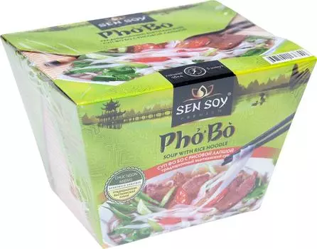 Суп Sen Soy Premium Pho Bo с рисовой лапшой 125г