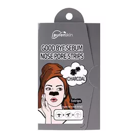 PURENSKIN Полоски для носа GOOD BYE SERUM для очищения пор с древесным углем 5.0