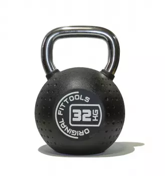 Гиря OriginalFitTools 32 кг с хромированной ручкой полиуретановая (CPU)
