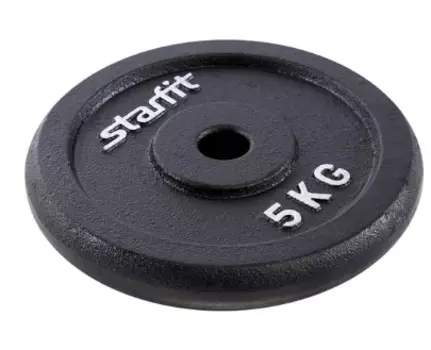 Диск чугунный Starfit BB-204 5 кг, d=26 мм, черный
