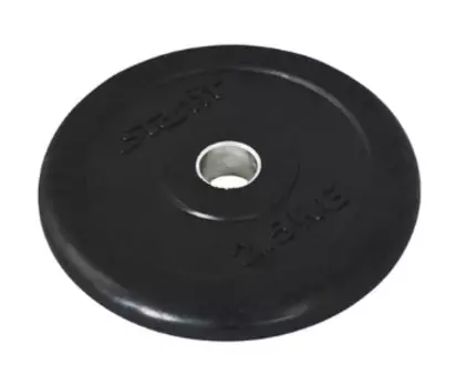 Диск обрезиненный Starfit BB-202, d=26 мм, черный, 2,5 кг