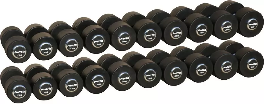 Гантельный ряд PROFI-FIT PROFESSIONAL 27,5 кг - 50 кг (10 пар), шаг 2,5 кг