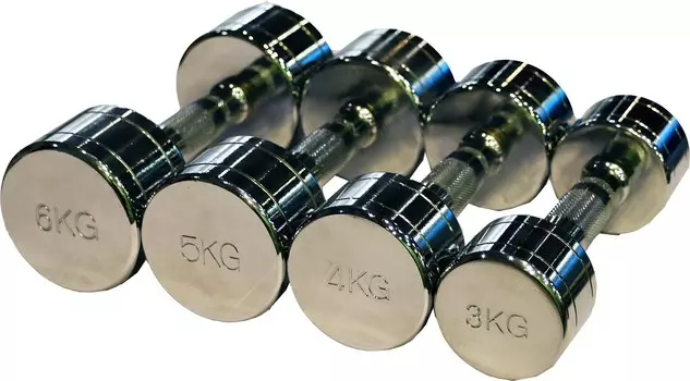 Гантельный ряд ZSO 1 кг - 10 кг (10 пар), шаг 1 кг, CHROME