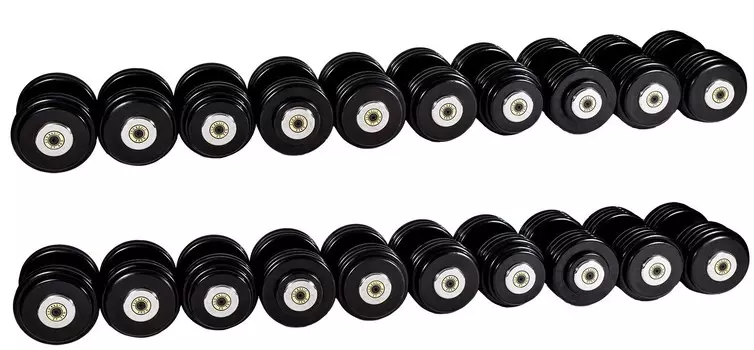 Гантельный ряд ZSO 27,5 кг - 50 кг (10 пар), шаг 2,5 кг, BASIC