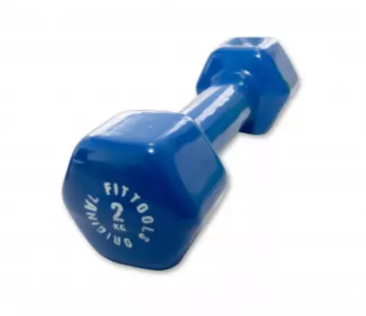 Гантель в виниловой оболочке Original Fittools 2 кг (Цвет - синий)