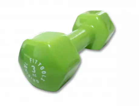 Гантель в виниловой оболочке Original Fittools 3 кг (Цвет - зеленый)