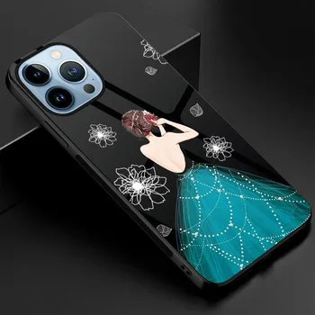 Модный чехол для телефона для девочек Iphone 14 13 11 12 Pro Max Mini Xs Xr X 7 8 6s Plus Se 2022, защитная задняя крышка из закаленного стекла For iphone 6S Plus