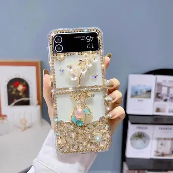 Роскошный чехол-подвеска с бриллиантами для Samsung Z Flip 3 Z Flip 5 Z Fold 4 S23 S22 S21 Ultra S10 S9 A54 A13 A23 A33 A53 A52/Redmi 10 9 9A 9T oppo Find N2 Flip фиолетовый