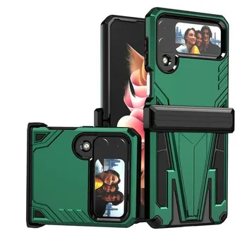 Прочный защитный чехол с подставкой для Samsung Galaxy Z Flip 4 5g Flip4 Модный противоударный чехол Funda Coque for Galaxy Z Flip 4 розового золота