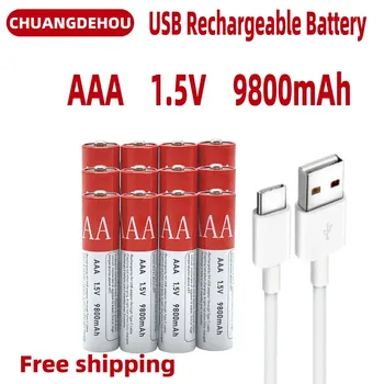 Литий-ионный аккумулятор AAA, USB, 1,5 в, 9800 мАч