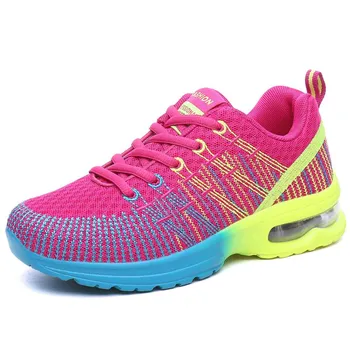 Fashion 2024 Spring and Autumn casual shoes Women s fashion sports shoes flying fabric breathable lace-up walking shoes plus size 42 35